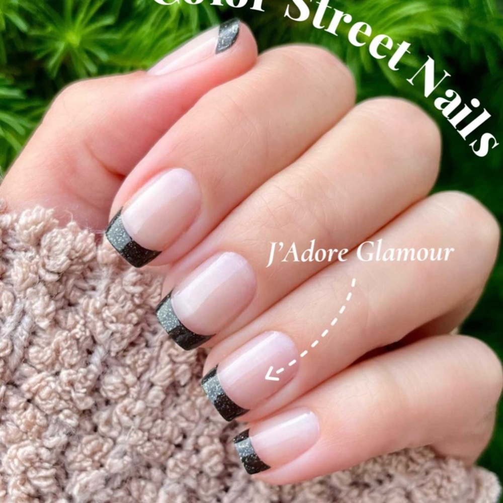 *Retired* Color Street: J’adore Glamour | Black French Tips Sparkle Glitter Goth